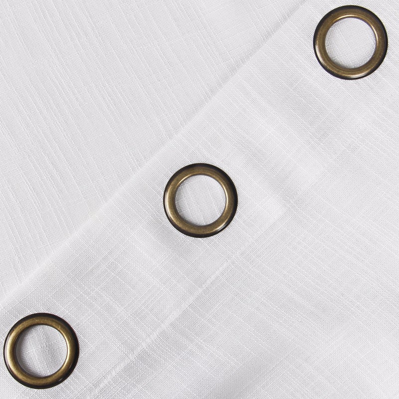 VOILYBIRD Palma Linen Textured Semi Sheer Curtains for Living Room 96 Inches Long Draperies Curtains Bronze Grommet (52''W x 96''L, 2 Panels, White) - Image 3